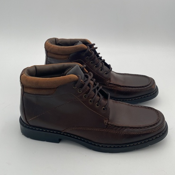 Dockers Dark Brown Leather Ankle Boots mens 11 office casual grandpa Y2K Work - Picture 3 of 13